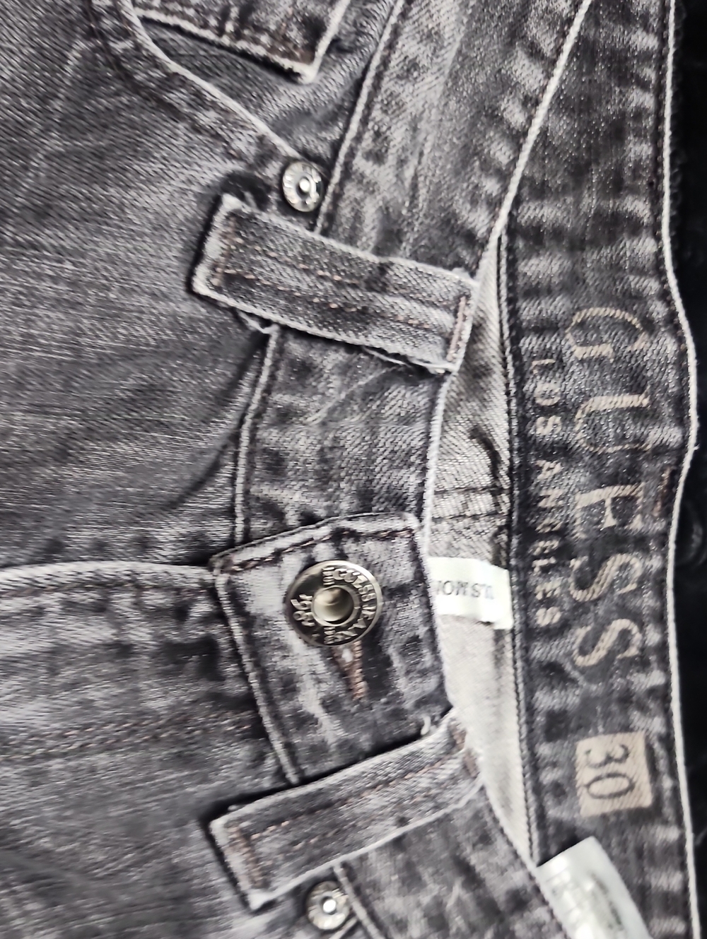30x32 GUESS Slim Men’s Washed Black Denim Jeans